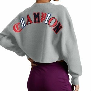 Gray croptop reverse weave